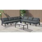 Meridian Furniture Nizuc Outdoor Patio Grey Aluminum Modular Sectional 7A - Outdoor Furniture