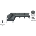 Meridian Furniture Nizuc Outdoor Patio Grey Aluminum Modular Sectional 7A - Outdoor Furniture