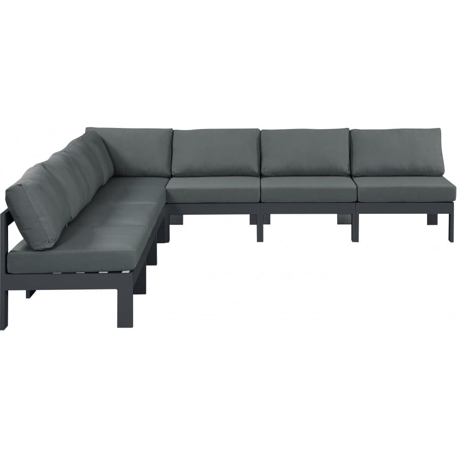 Meridian Furniture Nizuc Outdoor Patio Grey Aluminum Modular Sectional 7A - Grey - Outdoor Furniture