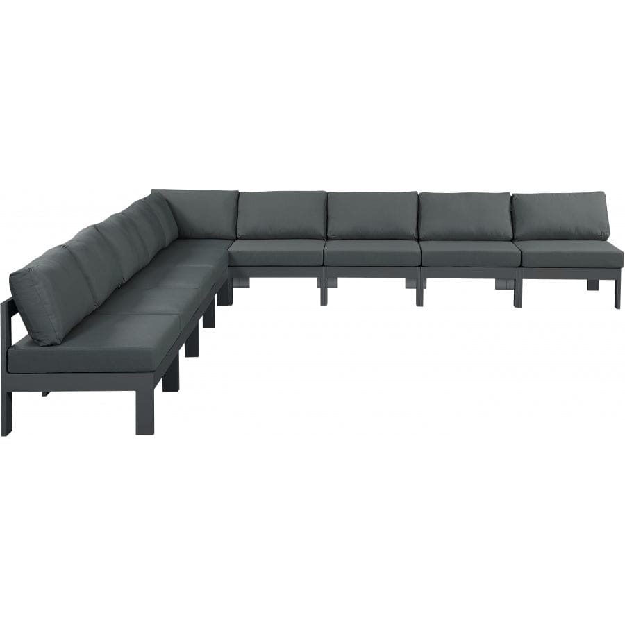 Meridian Furniture Nizuc Outdoor Patio Grey Aluminum Modular Sectional 9A - Grey - Outdoor Furniture