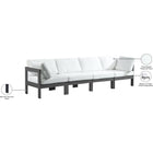 Meridian Furniture Nizuc Outdoor Patio Grey Aluminum Modular Sofa S120A - Outdoor Furniture