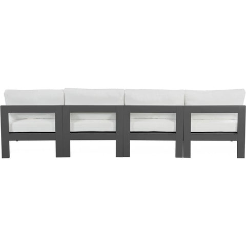 Meridian Furniture Nizuc Outdoor Patio Grey Aluminum Modular Sofa S120B - White - Outdoor Furniture