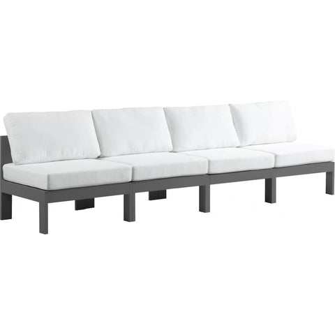 Meridian Furniture Nizuc Outdoor Patio Grey Aluminum Modular Sofa S120B - White - Outdoor Furniture