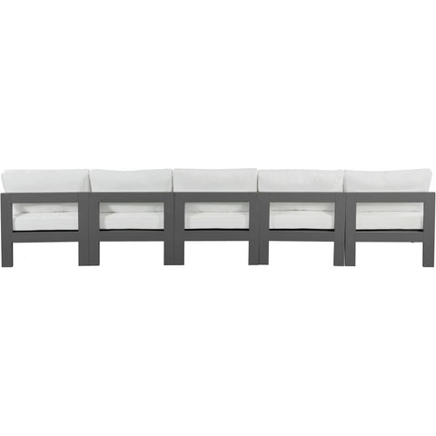 Meridian Furniture Nizuc Outdoor Patio Grey Aluminum Modular Sofa S150B - White - Outdoor Furniture