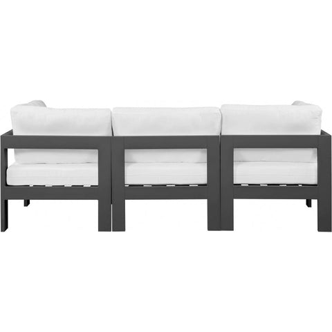 Meridian Furniture Nizuc Outdoor Patio Grey Aluminum Modular Sofa S90A - White - Outdoor Furniture