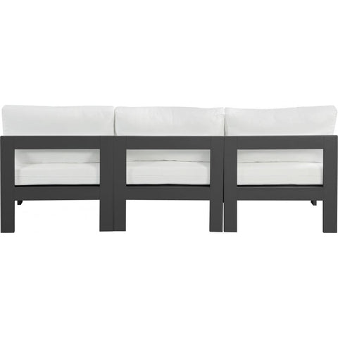 Meridian Furniture Nizuc Outdoor Patio Grey Aluminum Modular Sofa S90B - White - Outdoor Furniture