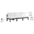 Meridian Furniture Nizuc Outdoor Patio Grey Aluminum Modular Sofa S90B - Outdoor Furniture