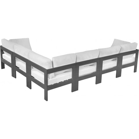 Meridian Furniture Nizuc Outdoor Patio Grey Aluminum Modular Sectional 6A - Outdoor Furniture