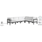 Meridian Furniture Nizuc Outdoor Patio Grey Aluminum Modular Sectional 6A - Outdoor Furniture