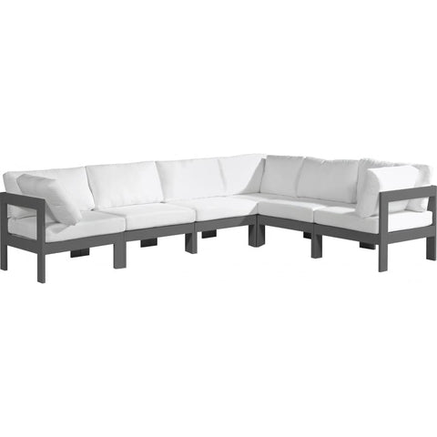 Meridian Furniture Nizuc Outdoor Patio Grey Aluminum Modular Sectional 6A - Outdoor Furniture