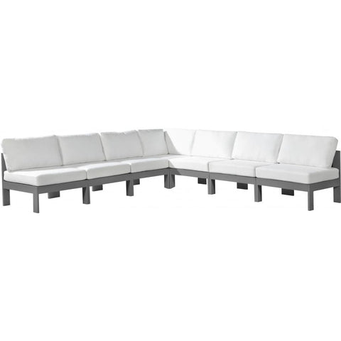 Meridian Furniture Nizuc Outdoor Patio Grey Aluminum Modular Sectional 7A - Outdoor Furniture