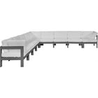 Meridian Furniture Nizuc Outdoor Patio Grey Aluminum Modular Sectional 9B - White - Outdoor Furniture