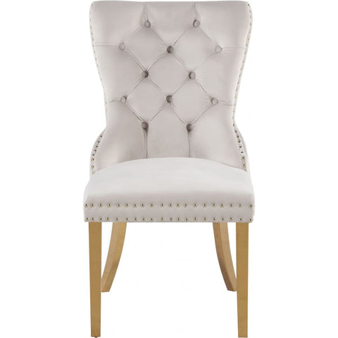 Meridian Furniture Carmen Velvet Dining Chair - Gold - Cream - Dining Chairs