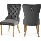 Meridian Furniture Carmen Velvet Dining Chair - Gold - Grey - Dining Chairs