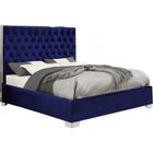 Meridian Furniture Lexi Velvet Queen Bed - Navy - Bedroom Beds