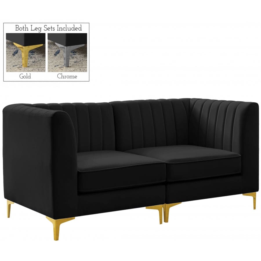 Meridian Furniture Alina Velvet Modular Sofa S67 - Black - Sofas