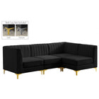 Meridian Furniture Alina Velvet Modular Sectional 4A - Black - Sofas