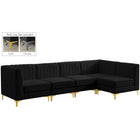 Meridian Furniture Alina Velvet Modular Sectional 5B - Black - Sofas