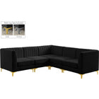 Meridian Furniture Alina Velvet Modular Sectional 5C - Black - Sofas