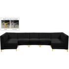 Meridian Furniture Alina Velvet Modular Sectional 7A - Black - Sofas
