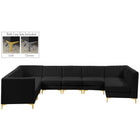 Meridian Furniture Alina Velvet Modular Sectional 8A - Black - Sofas