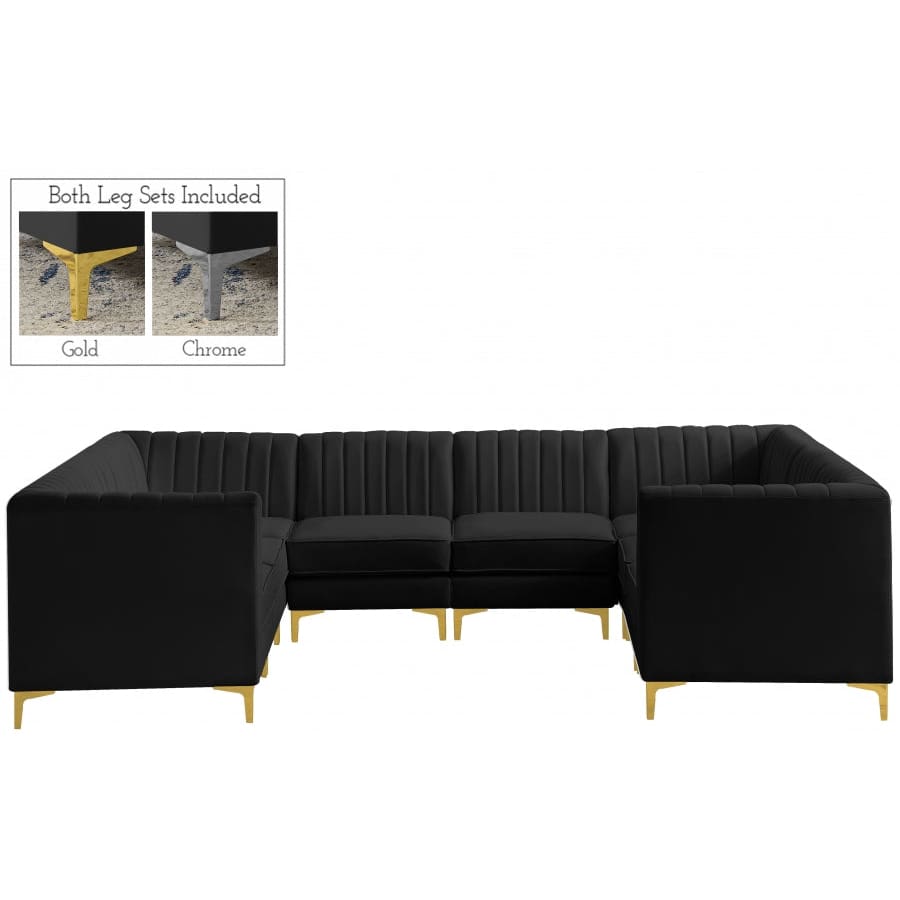 Meridian Furniture Alina Velvet Modular Sectional 8B - Black - Sofas