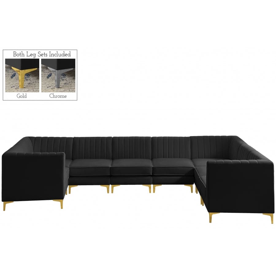 Meridian Furniture Alina Velvet Modular Sectional 8C - Black - Sofas
