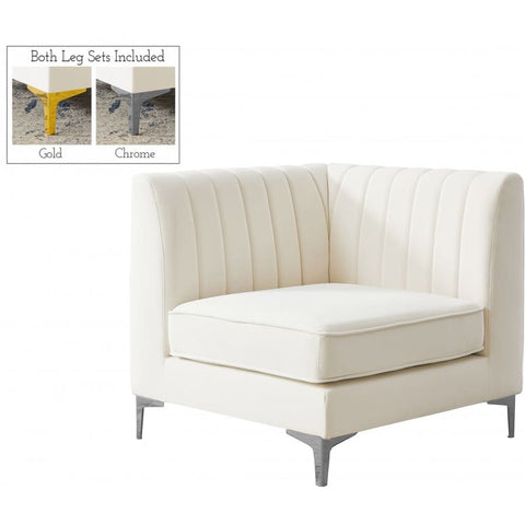 Meridian Furniture Alina Velvet Modular Corner Chair - Cream - Chairs