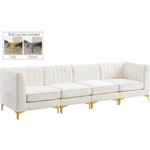 Meridian Furniture Alina Velvet Modular Sofa S119 - Cream - Sofas