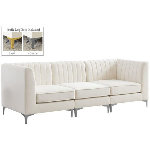 Meridian Furniture Alina Velvet Modular Sofa S93 - Cream - Sofas