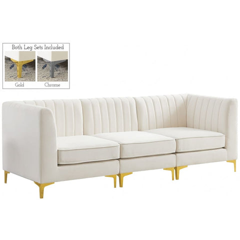 Meridian Furniture Alina Velvet Modular Sofa S93 - Cream - Sofas