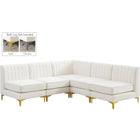 Meridian Furniture Alina Velvet Modular Sectional 5A - Cream - Sofas