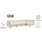 Meridian Furniture Alina Velvet Modular Sectional 5B - Sofas