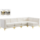 Meridian Furniture Alina Velvet Modular Sectional 5B - Cream - Sofas
