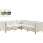 Meridian Furniture Alina Velvet Modular Sectional 5C - Cream - Sofas