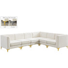 Meridian Furniture Alina Velvet Modular Sectional 6A - Cream - Sofas