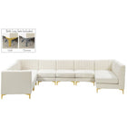 Meridian Furniture Alina Velvet Modular Sectional 8A - Cream - Sofas