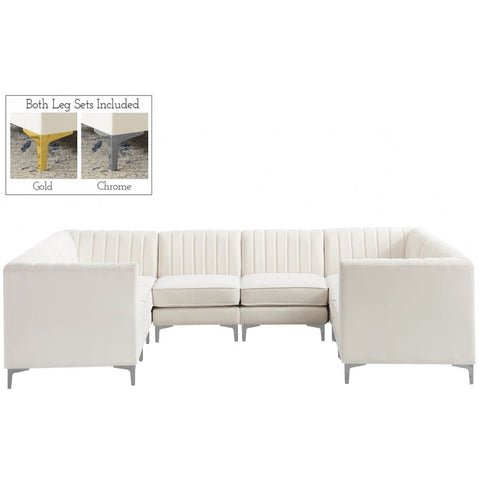 Meridian Furniture Alina Velvet Modular Sectional 8B - Cream - Sofas