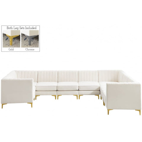 Meridian Furniture Alina Velvet Modular Sectional 8C - Cream - Sofas