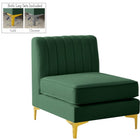 Meridian Furniture Alina Velvet Modular Armless Chair - Green - Sofas