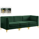 Meridian Furniture Alina Velvet Modular Sofa S93 - Green - Sofas
