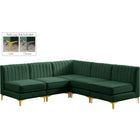 Meridian Furniture Alina Velvet Modular Sectional 5A - Green - Sofas