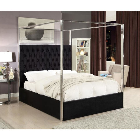 Meridian Furniture Porter Velvet Queen Bed - Black - Bedroom Beds