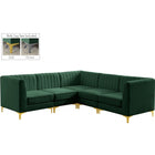 Meridian Furniture Alina Velvet Modular Sectional 5C - Green - Sofas