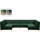 Meridian Furniture Alina Velvet Modular Sectional 6B - Green - Sofas