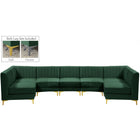 Meridian Furniture Alina Velvet Modular Sectional 7A - Green - Sofas