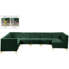 Meridian Furniture Alina Velvet Modular Sectional 8A - Green - Sofas