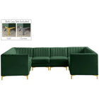 Meridian Furniture Alina Velvet Modular Sectional 8B - Green - Sofas