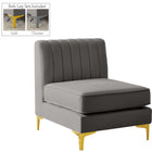 Meridian Furniture Alina Velvet Modular Armless Chair - Grey - Sofas