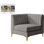 Meridian Furniture Alina Velvet Modular Corner Chair - Grey - Chairs